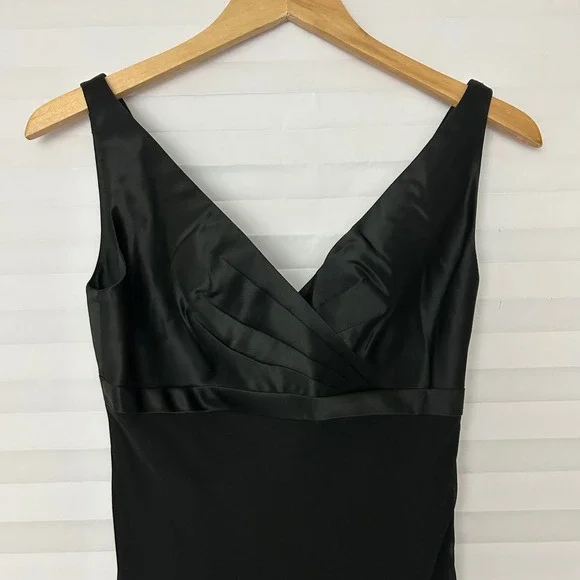 WhiteHouse Black Market Black Satin Chiffon Beaded Hem Y2K Babydoll Prom Dress 2 - Picture 3 of 10